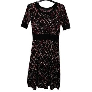 Roz & Ali Black Knit Sweater Dress Size Petite XS